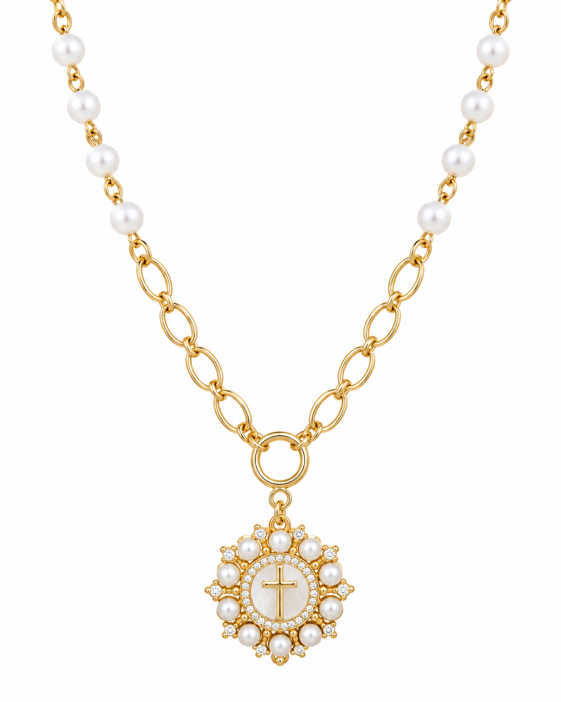 Golden Glow Cross Pendant Necklace