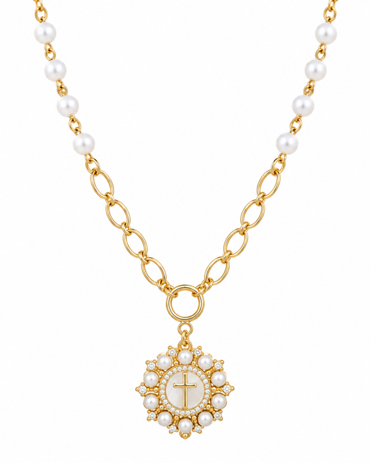 Golden Glow Cross Pendant Necklace