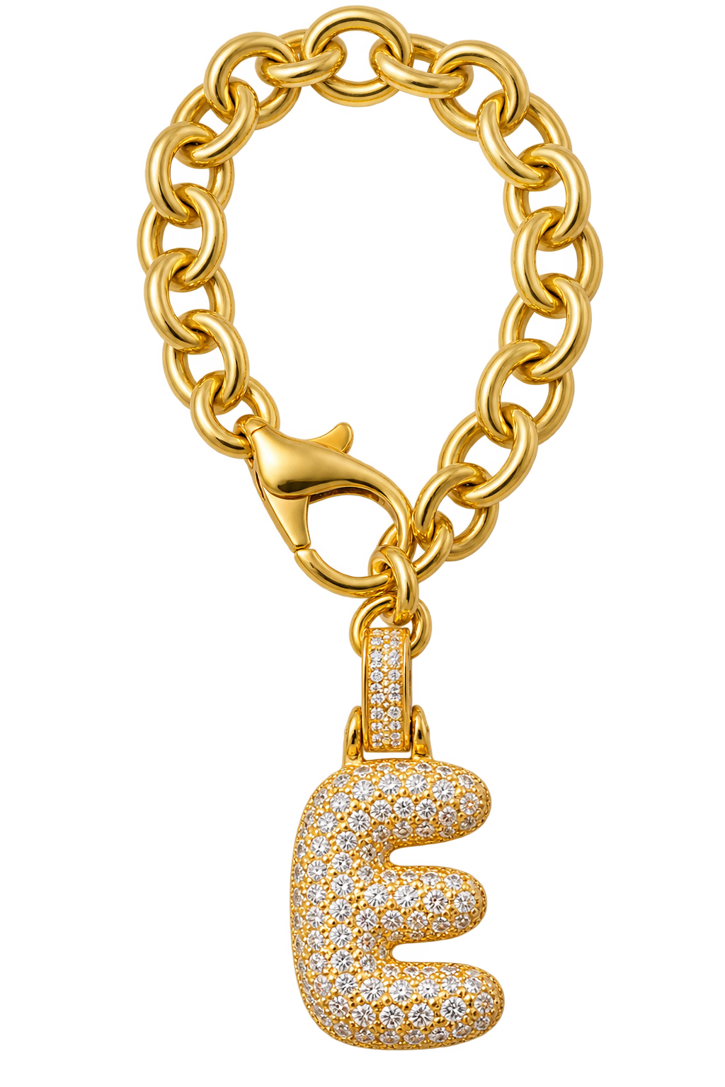 Gold Pave Initial Link Charm