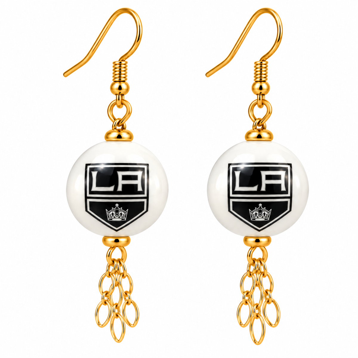 Los Angeles Hockey Black & Silver Spirit Dangle Earrings