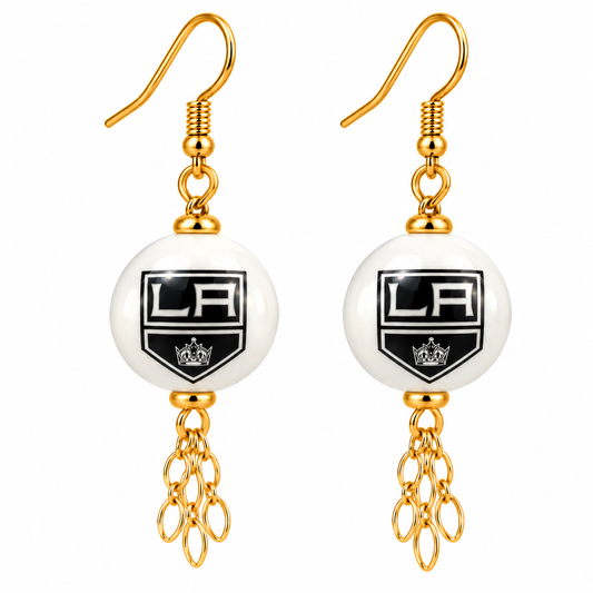 Los Angeles Hockey Black & Silver Spirit Dangle Earrings