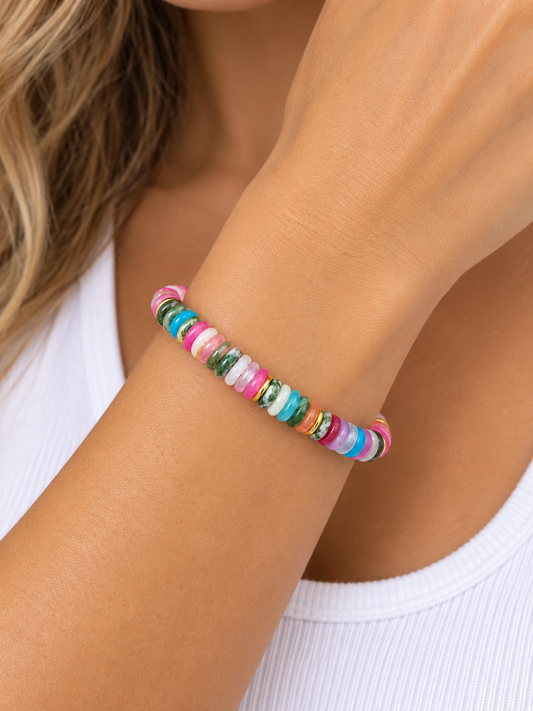 Color Pop Mixed Bead Stretch Bracelet