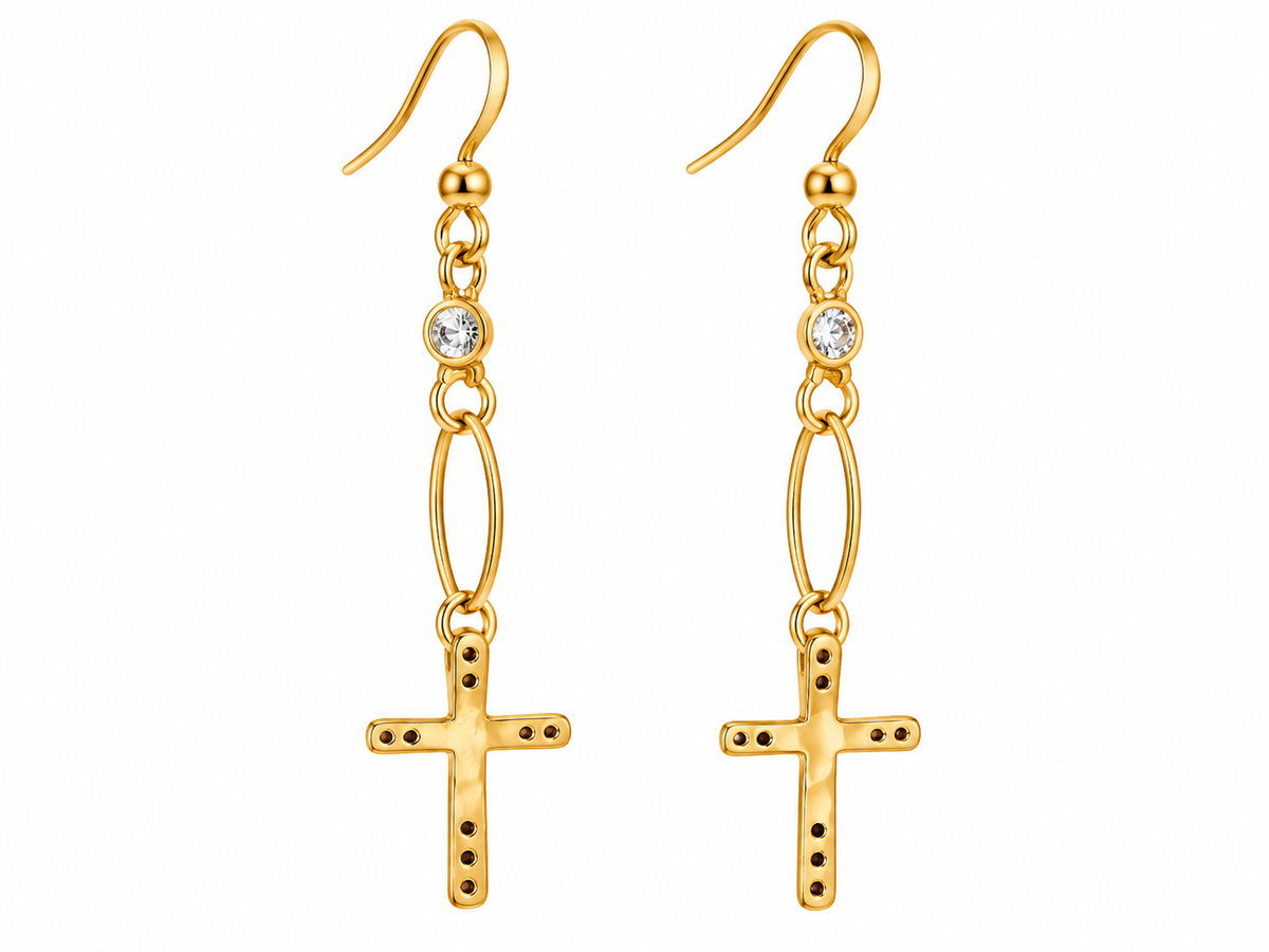 Faith & Sparkle Cross Drop Earrings
