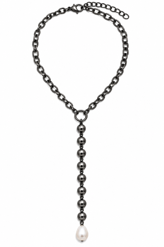 Golden Elegance Pearl Drop Necklace