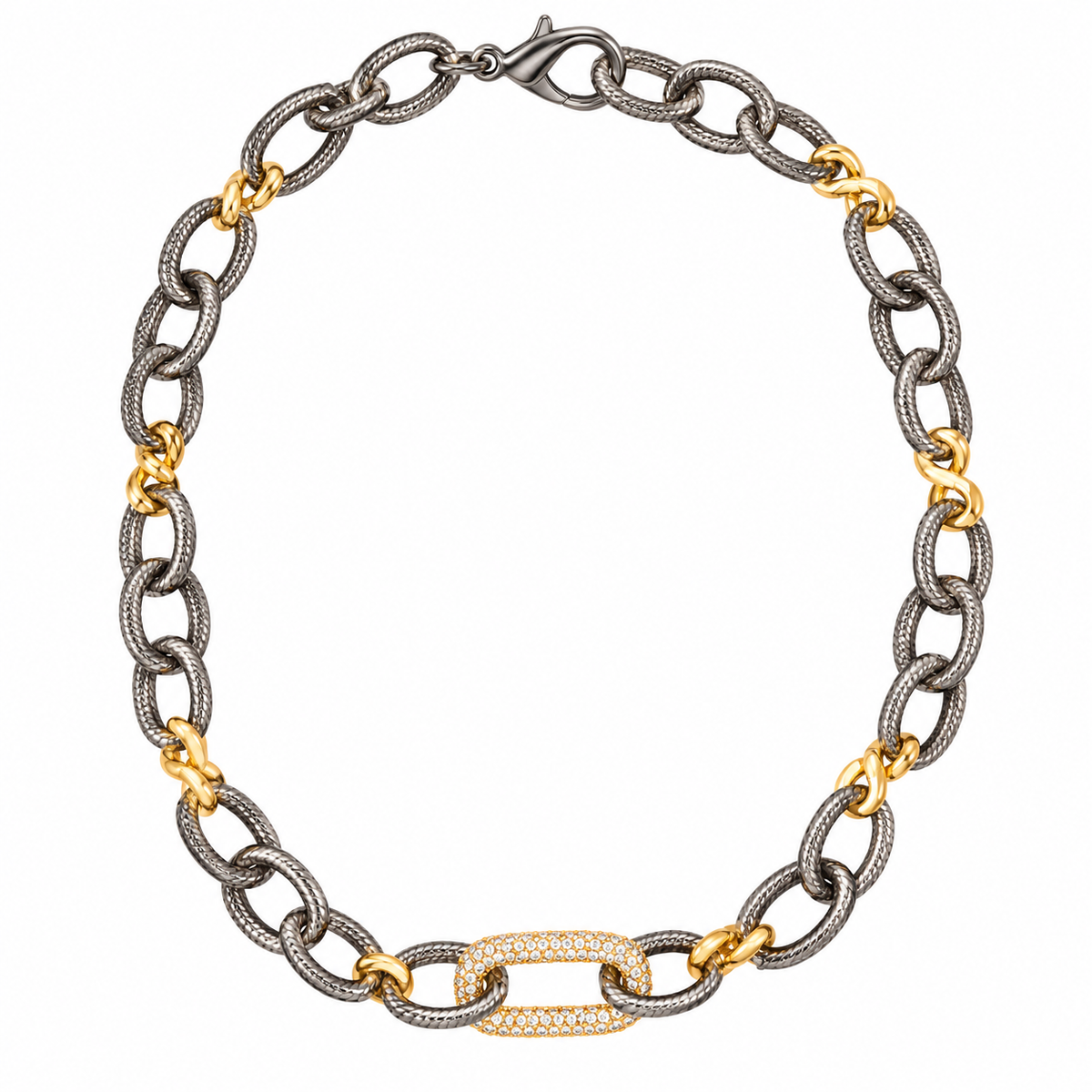 Two-Tone Sparkling Link Necklace