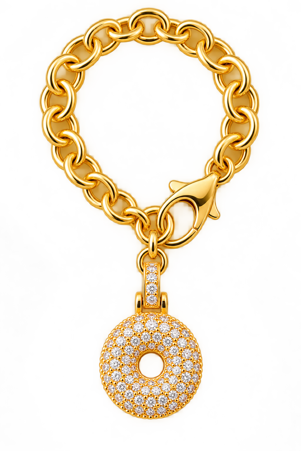 Gold Pave Initial Link Charm